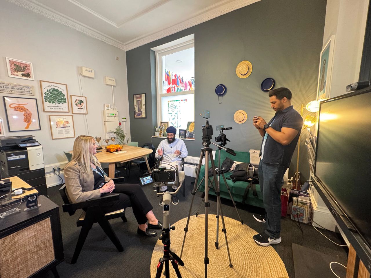 Mandeep Singh recording the podcast with Trish Watt